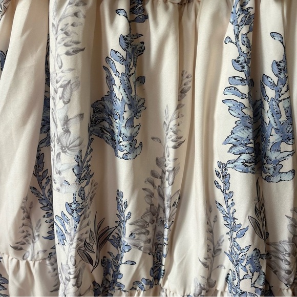 Shein Blue Floral Off Shoulder Maxi Dress Large Boho Summer Ruffle Tiered - Picture 7 of 9